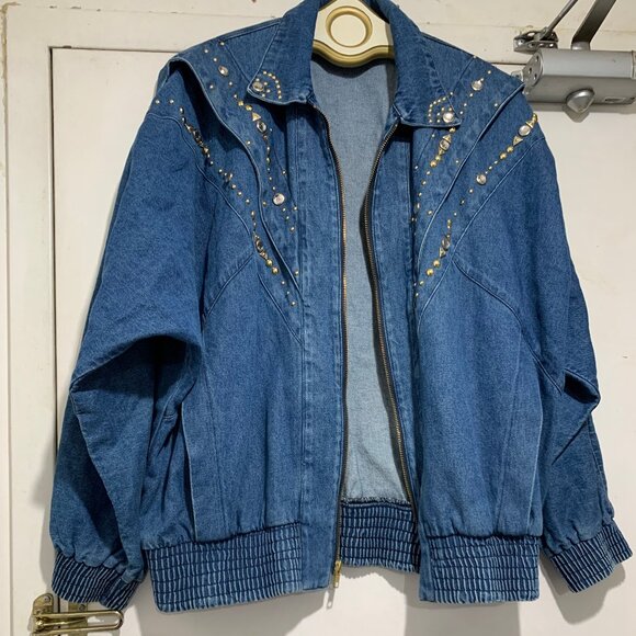 VINTAGE MASS PARIS NEW YORK STUDS DENIM JACKETS SIZE M - Picture 8 of 11